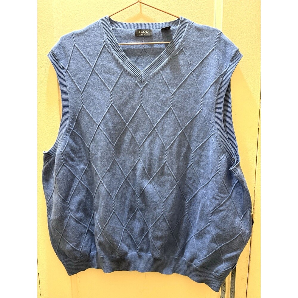 IZOD Golf Blue Argyle Cotton Sweater Vest XXL